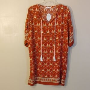 HALIFE Orange Patterned Boho Dress